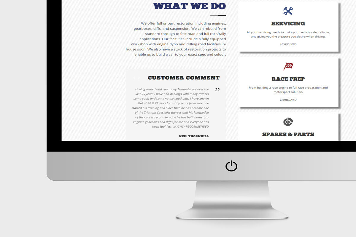 S&M Classics Website Design - Desktop