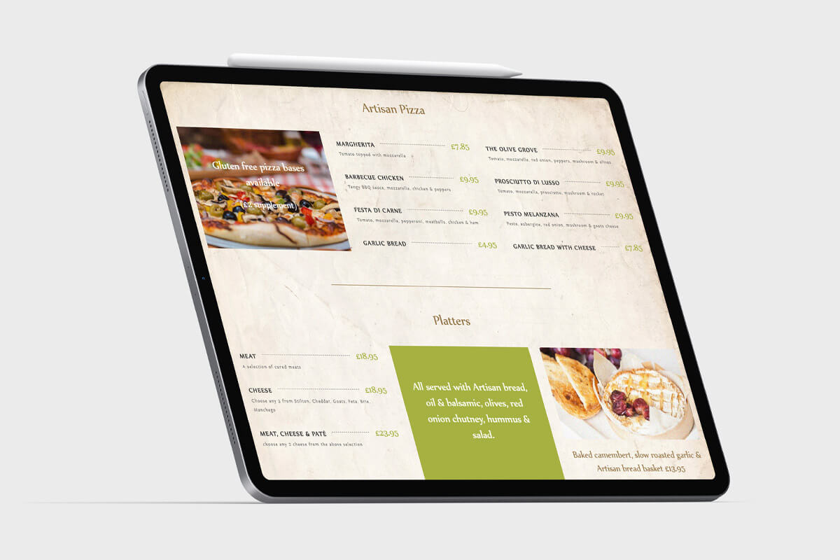 The Olive Grove Website Design - Tablet